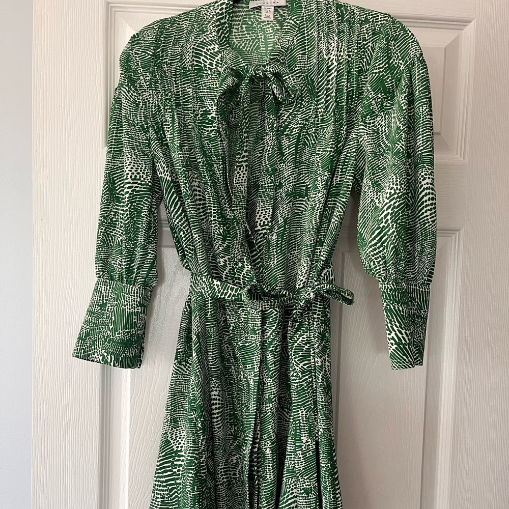 Green and white button down dress/shirt